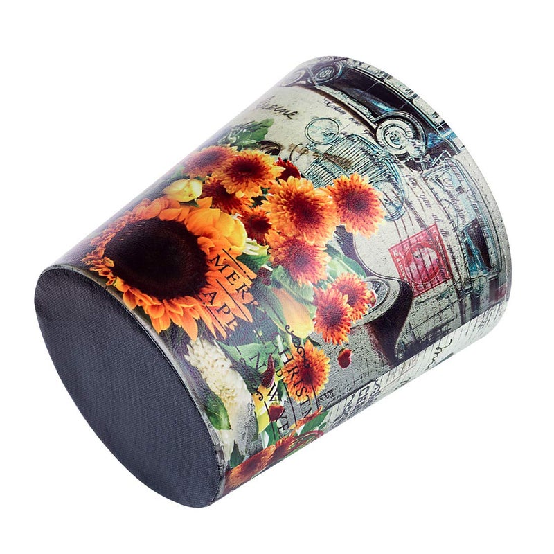 Scakbyer Leather Trash Can, Retro Decorative Waste Basket, 10L Capacity Small Waste Paper Basket, Waterproof Garbage Can for Bathroom, Bedroom, Office, Kitchen and Living Room - Sunflower - Image 5